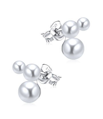 Gorgeous Three Pearl Cluster Silver Ear Stud STS-5262